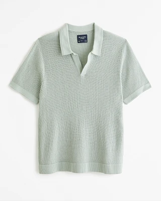 Open Stitch Johnny Collar Sweater Polo