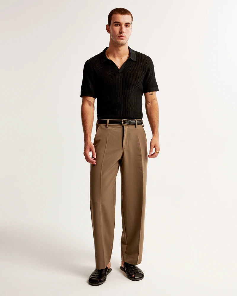 Open Stitch Johnny Collar Sweater Polo