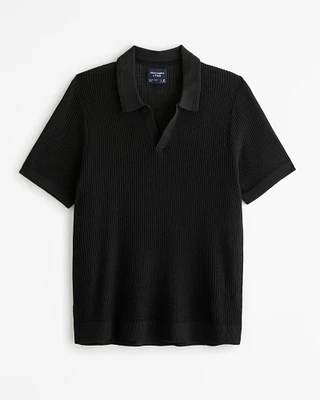 Open Stitch Johnny Collar Sweater Polo