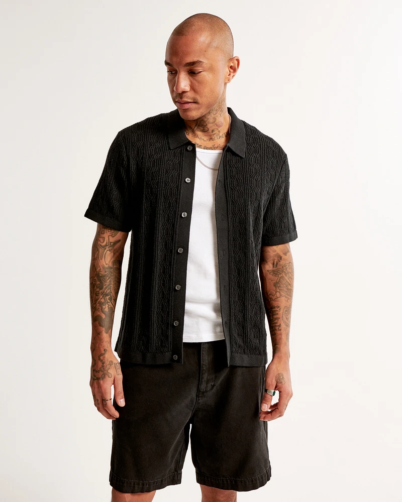Stitch Button-Through Sweater Polo