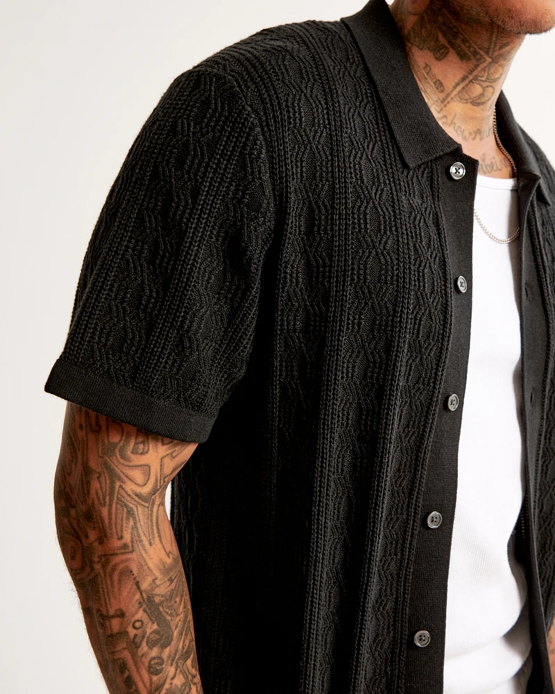 Stitch Button-Through Sweater Polo