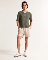 Two-Button Camp Collar Sweater Polo