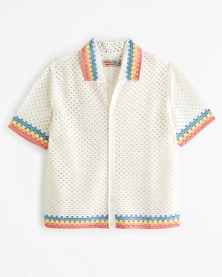 Pride Crochet-Style Button-Through Sweater Polo