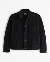 Cropped Stitched Sweater Shirt Jacket