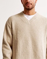 Oversized Boucle V-Neck Sweater