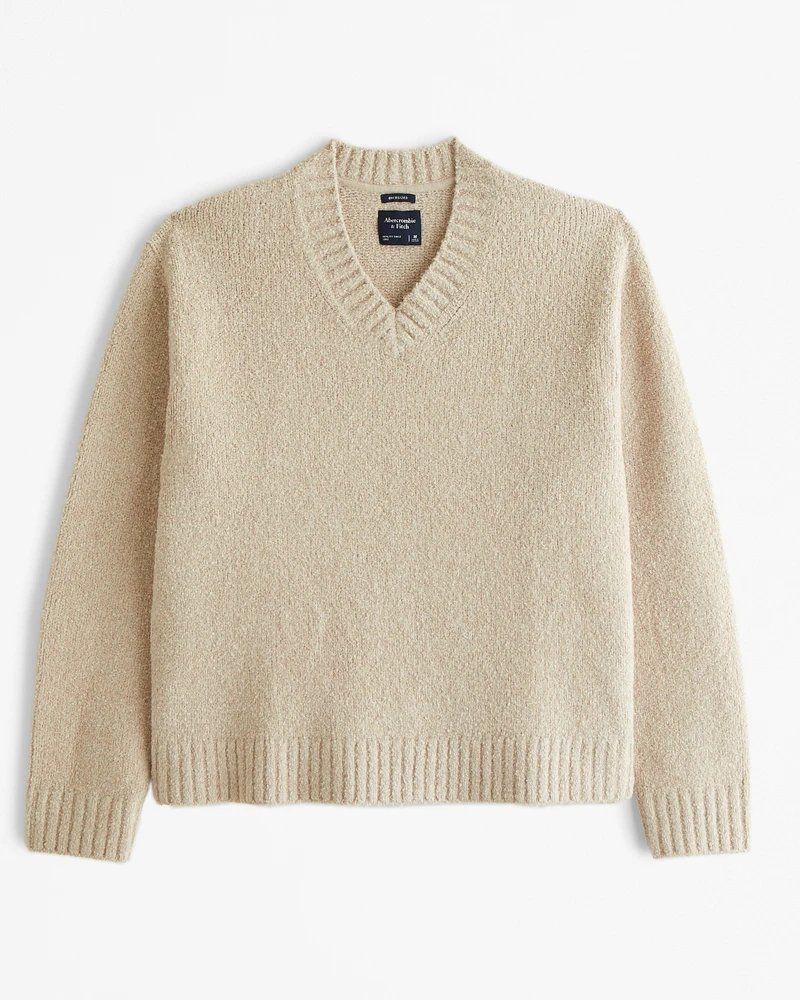 Oversized Boucle V-Neck Sweater