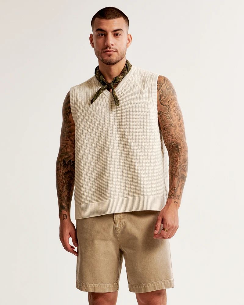 Oversized Stitchy Sweater Vest