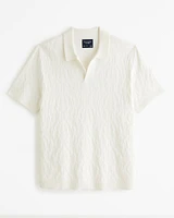 Jacquard Pattern Johnny Collar Sweater Polo