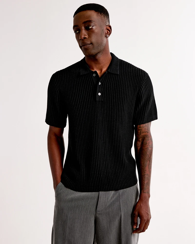 Plisse 3-Button Sweater Polo