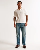 Merino Wool-Blend Cable 3-Button Sweater Polo