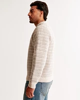 Textured Stripe Crew Sweater