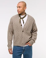 Cropped Cable Cardigan