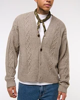 Cropped Cable Cardigan
