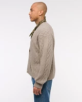 Cropped Cable Cardigan