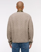 Cropped Cable Cardigan