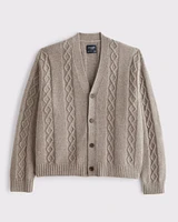 Cropped Cable Cardigan