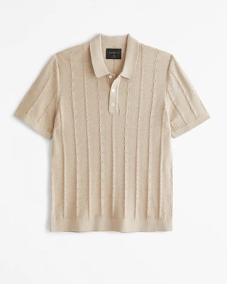 Pima Cotton Stitch 3-Button Sweater Polo