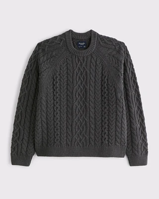 Oversized Cable Crew Sweater