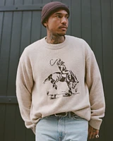 Oversized Cowboy Graphic Crew Sweater