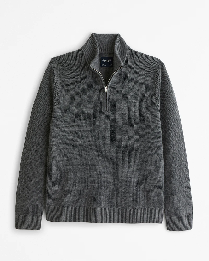 Merino Wool-Blend Quarter-Zip Sweater