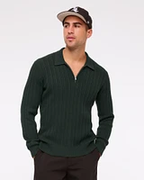 Long-Sleeve Zip Sweater Polo