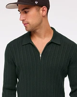 Long-Sleeve Zip Sweater Polo