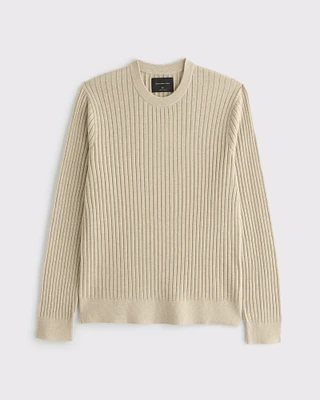 Pima Cotton Rib Stitch Crew Sweater