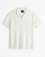 Jacquard Pattern Johnny Collar Sweater Polo