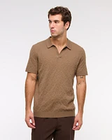 Jacquard Pattern Johnny Collar Sweater Polo