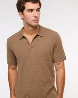 Jacquard Pattern Johnny Collar Sweater Polo