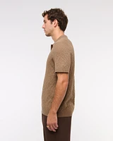 Jacquard Pattern Johnny Collar Sweater Polo