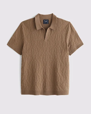 Jacquard Pattern Johnny Collar Sweater Polo