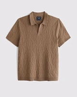 Jacquard Pattern Johnny Collar Sweater Polo