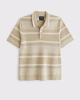 Striped 3-Button Sweater Polo