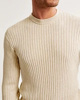 Pima Cotton Rib Stitch Crew Sweater