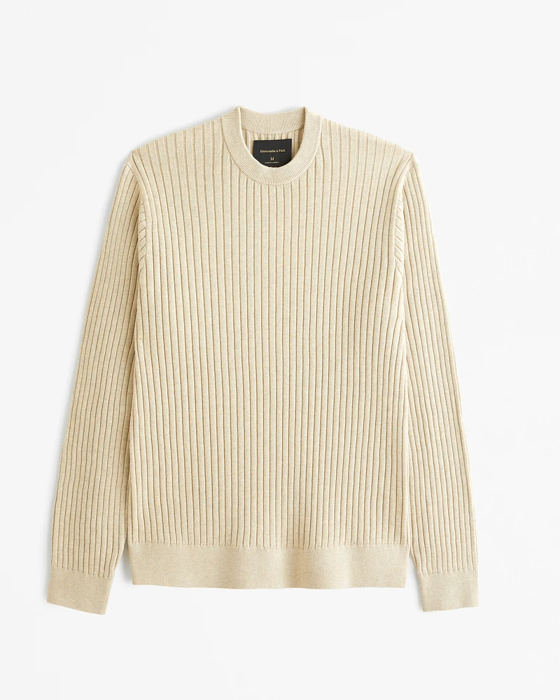 Pima Cotton Rib Stitch Crew Sweater