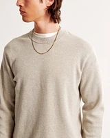 Pima Cotton Open-Hem Crew Sweater