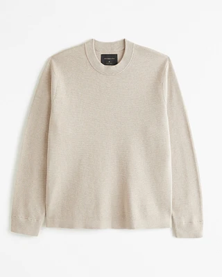 Pima Cotton Open-Hem Crew Sweater