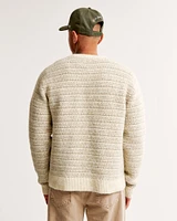 Textured Stripe Crew Sweater