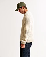 Oversized Checkered Stitch Crew Sweater