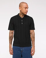 Merino Wool-Blend Stitch 3-Button Sweater Polo