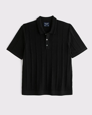 Merino Wool-Blend Stitch 3-Button Sweater Polo