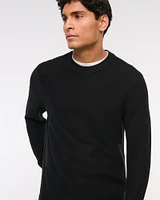 Pima Cotton Open-Hem Crew Sweater