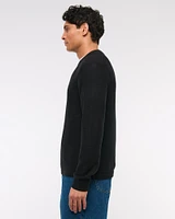 Pima Cotton Open-Hem Crew Sweater