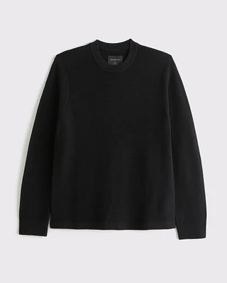 Pima Cotton Open-Hem Crew Sweater