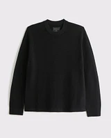 Pima Cotton Open-Hem Crew Sweater