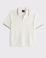 Preppy Tipped Johnny Collar Sweater Polo