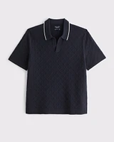 Preppy Tipped Johnny Collar Sweater Polo