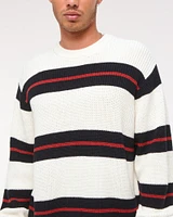 Oversized Striped Crew Sweater