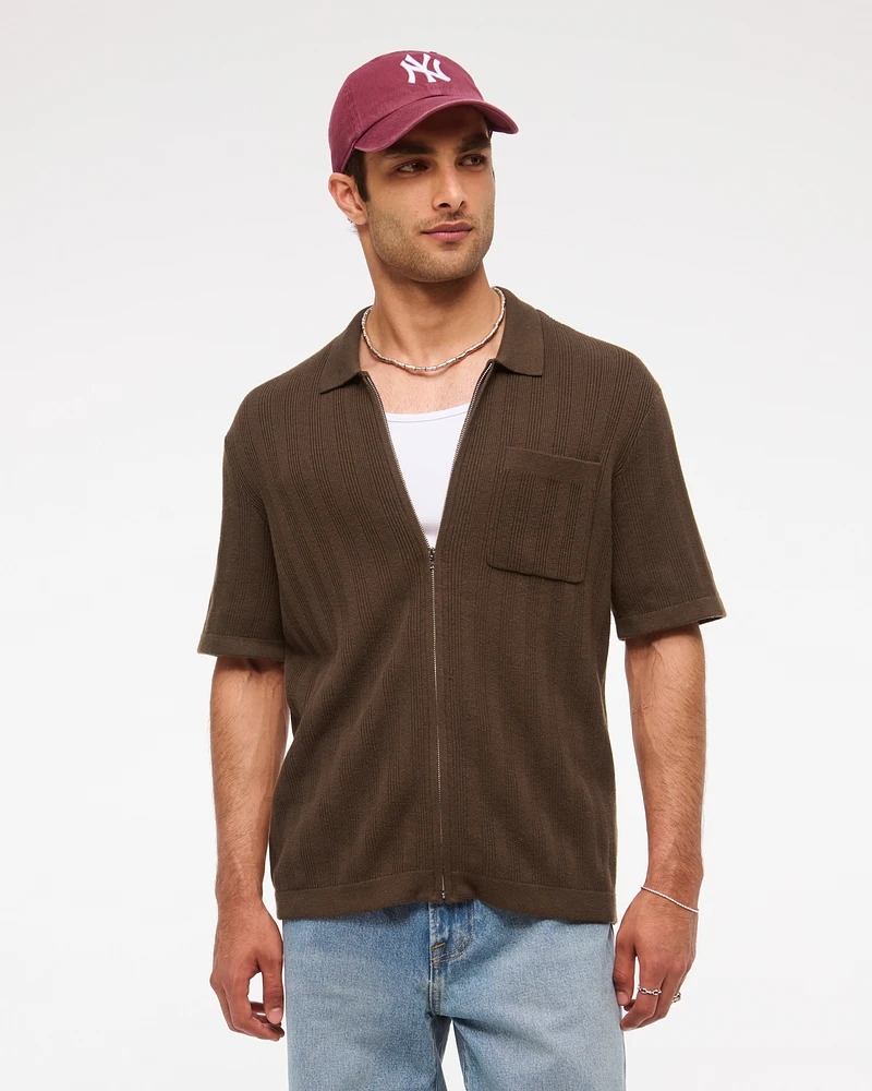 Full-Zip Sweater Polo